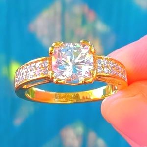 NEW Sterling Silver Gold CZ Pave Band Ring
